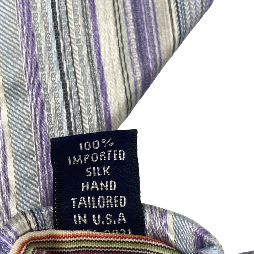 Ted Baker Easter Tie Pastel Diagonal Stripes Purple, Periwinkle, Blue 62”x3.75” - Picture 3 of 7